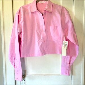 Good American Cropped bubblegum pink Shirt 
Sorority Pink rose quartz size 1 NWT